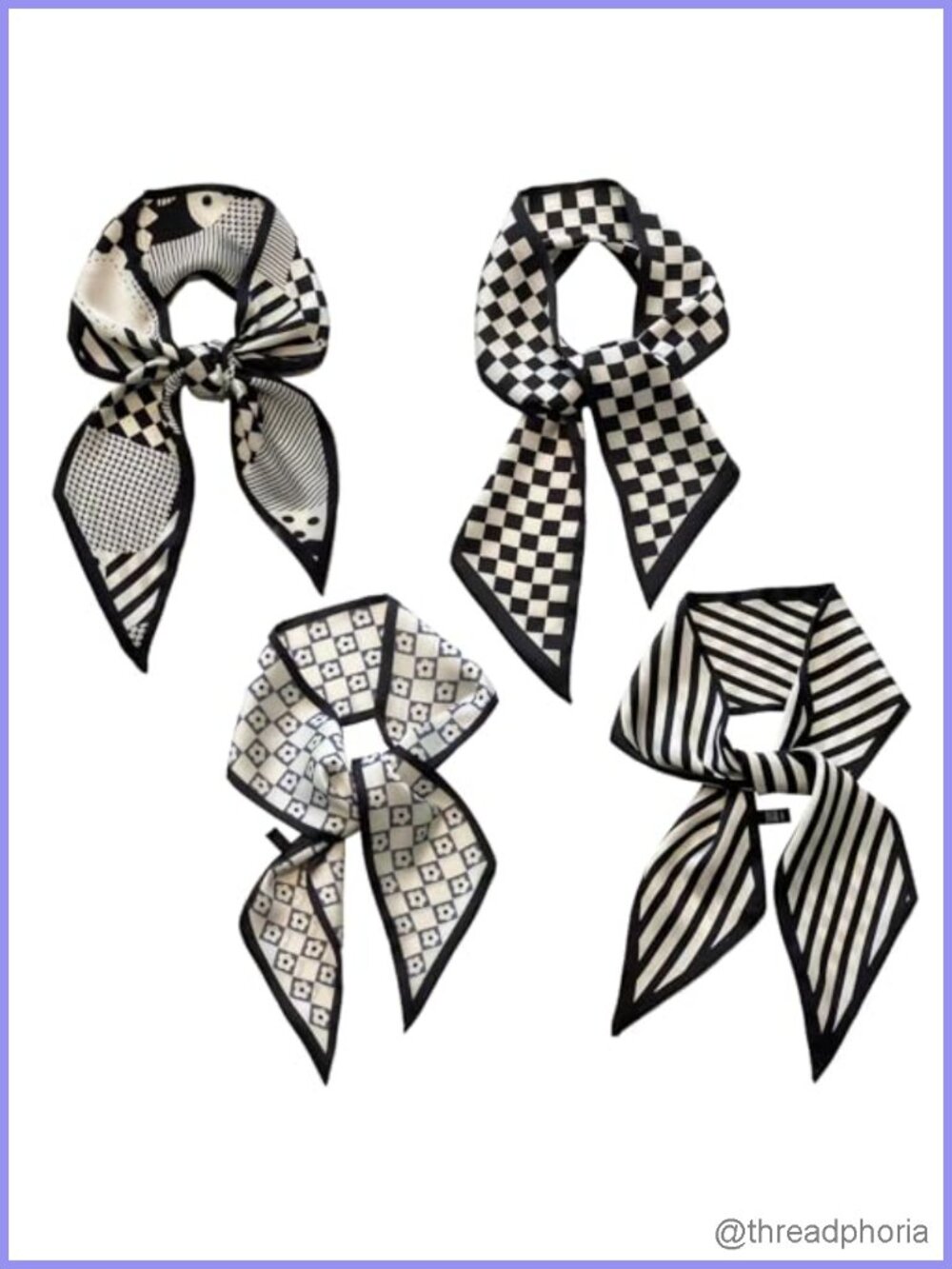 Set of 4 Multifunctional Satin Bag Scarves for Handbags, Fashion Scarf, Gift